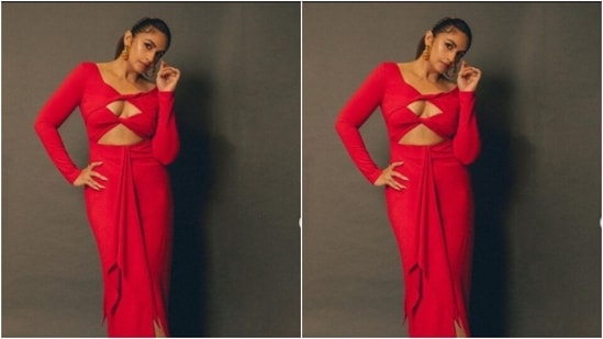 Huma played muse to fashion designer house YAURA and picked a sultry cut-out gown from the shelves of the designer house.(Instagram/@iamhumaq)