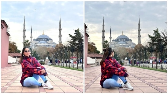 First, Hina Khan shared pictures of her visit to The Blue Mosque with Rocky Jaiswal. The photos show Hina admiring the beauty of the Ottoman-era historical imperial mosque, also known by its official name - The Sultan Ahmed Mosque.(Instagram)