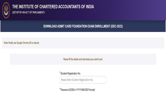 ICAI CA Foundation December Admit Card 2022 released, download link here ICAI CA Foundation December Admit Card 2022 released, download link here