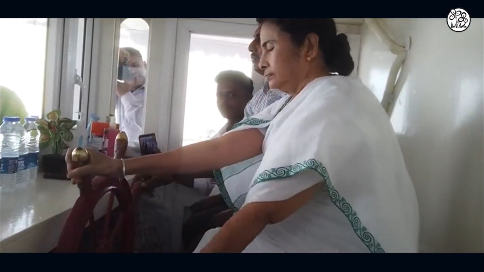 West Bengal CM Mamata Banerjee drives a boat. (Screengrab/TMC Twitter video) West Bengal CM Mamata Banerjee drives a boat. (Screengrab/TMC Twitter video)