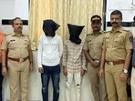 Mumbai Police arrested two accused Mobeen Chand Mohammad Shaikh and Mohammad Naqeeb Sadrealam Ansari for allegedly molesting a Korean woman YouTuber during a live streaming, in Mumbai on Thursday. (ANI Photo)(ANI) Mumbai Police arrested two accused Mobeen Chand Mohammad Shaikh and Mohammad Naqeeb Sadrealam Ansari for allegedly molesting a Korean woman YouTuber during a live streaming, in Mumbai on Thursday. (ANI Photo)(ANI)
