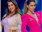 Kriti Sanon and Ayushmann Khurrana grooved with Madhuri Dixit on the sets of Jhalak Dikhhla Jaa. Kriti Sanon and Ayushmann Khurrana grooved with Madhuri Dixit on the sets of Jhalak Dikhhla Jaa.