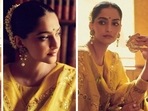 Sonam kapoor in yellow ethnic suit from her indoor photoshoot. Sonam kapoor in yellow ethnic suit from her indoor photoshoot.
