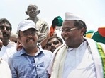 Former Karnataka chief minister Siddaramaiah and his son Yathindra in Bengaluru. Former Karnataka chief minister Siddaramaiah and his son Yathindra in Bengaluru.