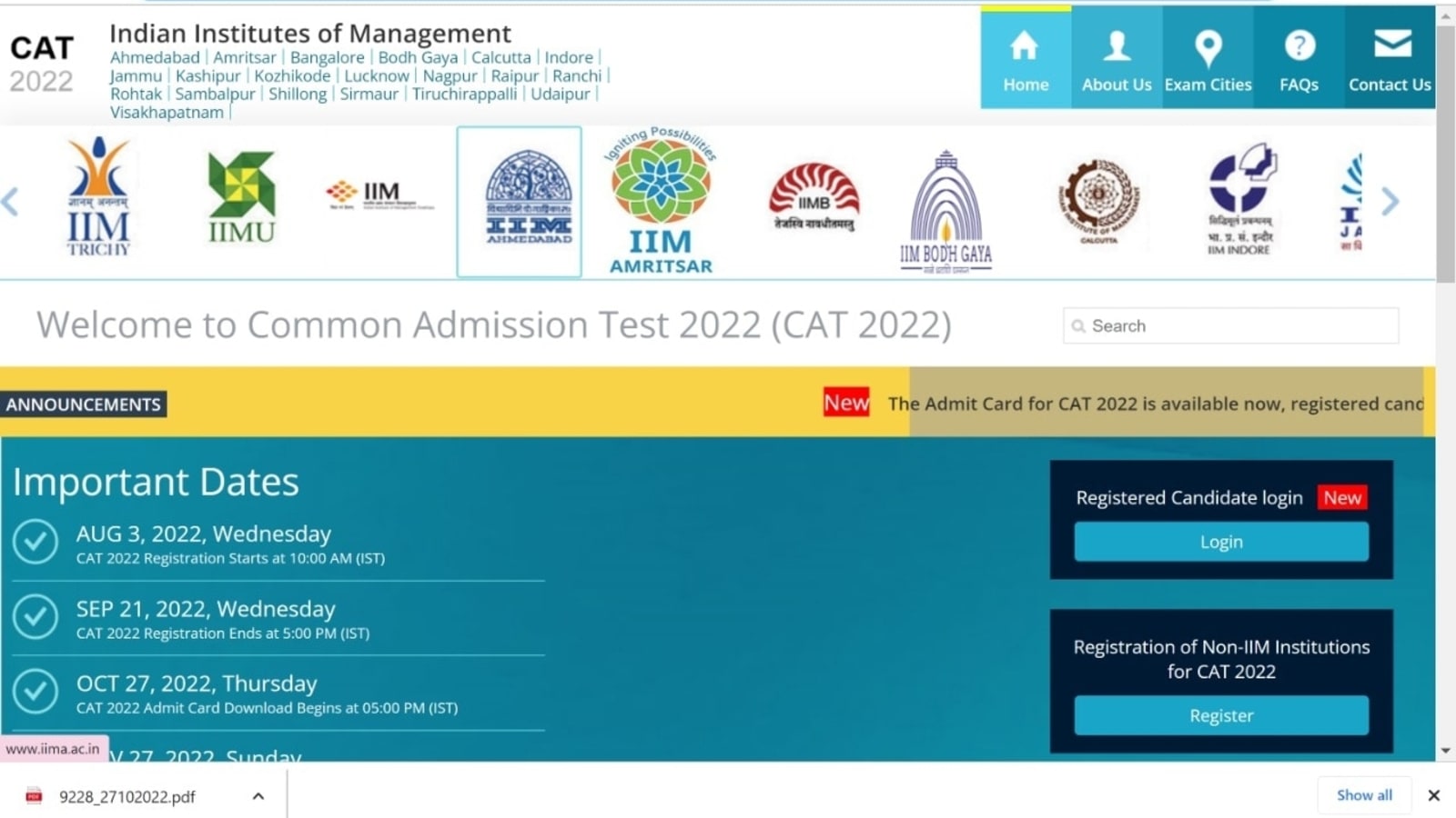 IIM CAT 2022 Answer Key released at iimcat.ac.in, download link here