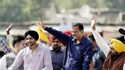 Delhi chief minister Arvind Kejriwal in Ahmedabad on Thursday. (ANI) Delhi chief minister Arvind Kejriwal in Ahmedabad on Thursday. (ANI)