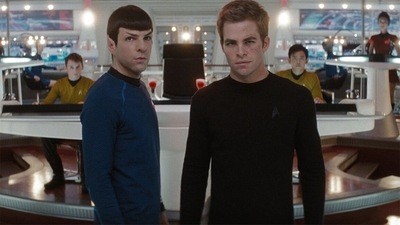 Star Trek (2009): JJ Abrams’s Star Trek reboot explores the multiverse by setting the film in the Kelvin timeline, an alternate universe to the Prime Star Trek one, in order to maintain continuity. Here Spock Prime (Leonard Nimoy) helps the alternate Captain Kirk (Chris Pine) fight the evil Nero (Eric Bana), who created the Kelvin timeline after travelling through a black hole. (Image Courtesy: Spyglass Entertainment, Bad Robot Productions) Star Trek (2009): JJ Abrams’s Star Trek reboot explores the multiverse by setting the film in the Kelvin timeline, an alternate universe to the Prime Star Trek one, in order to maintain continuity. Here Spock Prime (Leonard Nimoy) helps the alternate Captain Kirk (Chris Pine) fight the evil Nero (Eric Bana), who created the Kelvin timeline after travelling through a black hole. (Image Courtesy: Spyglass Entertainment, Bad Robot Productions)