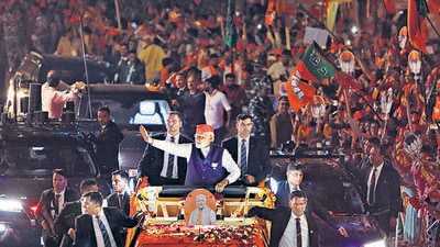 PM Narendra Modi at a rally in Ahmedabad on Thursday. (PTI) PM Narendra Modi at a rally in Ahmedabad on Thursday. (PTI)