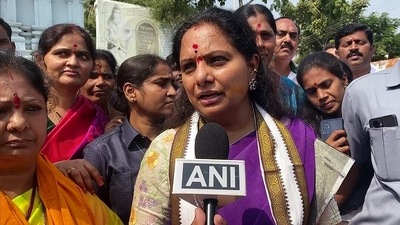 Telangana chief minister KCR's daughter and TRS MLC K Kavitha speaks to the media. (ANI file) Telangana chief minister KCR's daughter and TRS MLC K Kavitha speaks to the media. (ANI file)