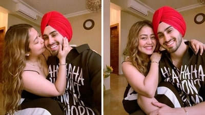 Neha Kakkar showers love on Rohanpreet Singh.