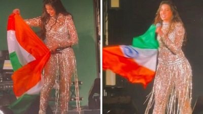 Nora Fatehi waves India's tricolour flag at the FIFA World Cup fan fest, 2022. Nora Fatehi waves India's tricolour flag at the FIFA World Cup fan fest, 2022.