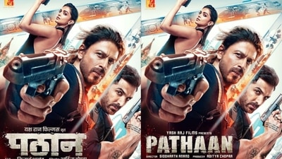 Shah Rukh Khan gave glimpses of his look in a new poster of Pathaan.