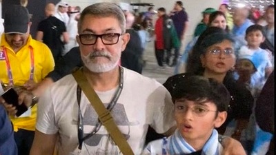 Aamir Khan, ex wife Kiran Rao and their son Azad in Qatar. Aamir Khan, ex wife Kiran Rao and their son Azad in Qatar.