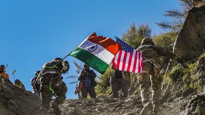 Tapovan: Indian and US Army personnel during a humanitarian and disaster relief exercise (HADR) amid the Indo-US joint exercise 'Yudh Abhyas', in Uttarakhand on Wednesday. (PTI) Tapovan: Indian and US Army personnel during a humanitarian and disaster relief exercise (HADR) amid the Indo-US joint exercise 'Yudh Abhyas', in Uttarakhand on Wednesday. (PTI)