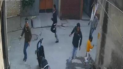 Closed-circuit TV footage of the Narayanghar area of Chheharta in Amritsar from where two armed men were arrested after an encounter with Punjab Police on Thursday. (HT Photo) Closed-circuit TV footage of the Narayanghar area of Chheharta in Amritsar from where two armed men were arrested after an encounter with Punjab Police on Thursday. (HT Photo)