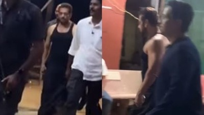 Salman Khan recently sported a black lungi and vest. Salman Khan recently sported a black lungi and vest.