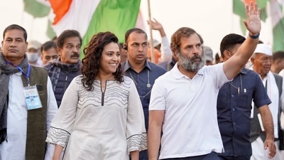 Swara Bhasker reached Indore on Wednesday to join the morning phase of the walk with Rahul Gandhi. Swara Bhasker reached Indore on Wednesday to join the morning phase of the walk with Rahul Gandhi.