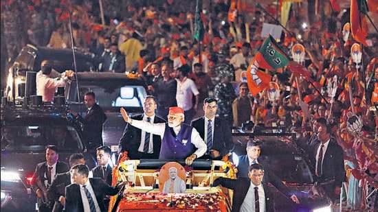 PM Narendra Modi at a rally in Ahmedabad on Thursday. (PTI)