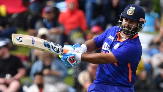 India's Rishabh Pant bats during the third and final one-day international cricket match between New Zealand and India at Hagley Oval in Christchurch on November 30, 2022. (Photo by Sanka Vidanagama / AFP)