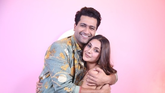 Vicky Kaushal with Shehnaaz Gill on her show Desi Vibes with Shehnaaz Gill.