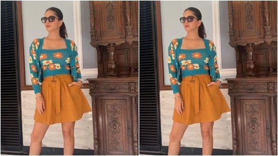 Sunny played muse to fashion designer house Miss Glam Closet and picked a summer ensemble, apt for a day out in the sun.(Instagram/@sunnyleone)