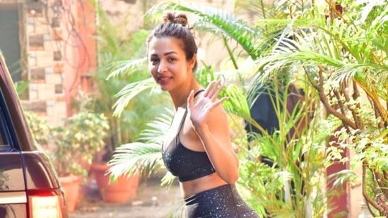 Malaika Arora made her first public appearance after boyfriend Arjun Kapoor refuted reports of her pregnancy. Fake reports claimed that the Malaika was pregnant with Arjun's child. On Thursday, she was seen heading to her fitness class in an all-black athleisure look. (Varinder Chawla)( (Varinder Chawla))