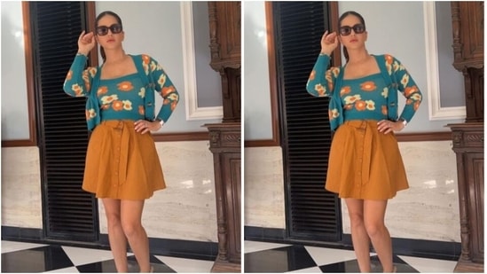 Sunny decked up in minimal makeup to complement her attire. In nude eyeshadow, black eyeliner, black kohl, mascara-laden eyelashes, drawn eyebrows, contoured cheeks and a shade of nude lipstick, Sunny aced the look to perfection.(Instagram/@sunnyleone)