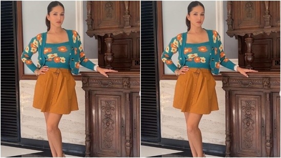 Sunny Leone’s floral prime, quick skirt is ideal for a summer season getaway 8 In nude stilettos and tinted shades, Sunny further accessorised her look for the day.(Instagram/@sunnyleone)