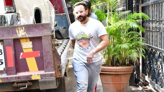 Saif Ali Khan took a brisk walk around the neighborhood as he was on his way tot he gym. He had an off-duty look and was accompanied by someone. He told paparazzi, “I am going to the gym. People think I am just out on a walk.” (Varinder Chawla)((Varinder Chawla))