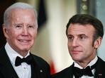 Joe Biden-Emmanuel Macron: US President Joe Biden and France's President Emmanuel Macron talk at the White House. Joe Biden-Emmanuel Macron: US President Joe Biden and France's President Emmanuel Macron talk at the White House.