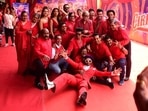 The entire Cirkus team was dressed in read for the film's trailer launch in Mumbai on Friday. They danced and had a blast ahead of the trailer release. (Varinder Chawla)