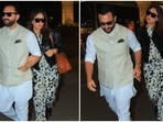 Kareena Kapoor Khan stuns in a black and white co-ord airport look with Saif Ali Khan. (HT Photo/Varinder Chawla) Kareena Kapoor Khan stuns in a black and white co-ord airport look with Saif Ali Khan. (HT Photo/Varinder Chawla)