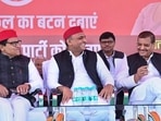 Samajwadi Party national president Akhilesh Yadav, party national general secretary Ram Gopal Yadav and PSP-L chief Shivpal Yadav at Jaswant Nagar in Etawah. (PTI PHOTO) Samajwadi Party national president Akhilesh Yadav, party national general secretary Ram Gopal Yadav and PSP-L chief Shivpal Yadav at Jaswant Nagar in Etawah. (PTI PHOTO)