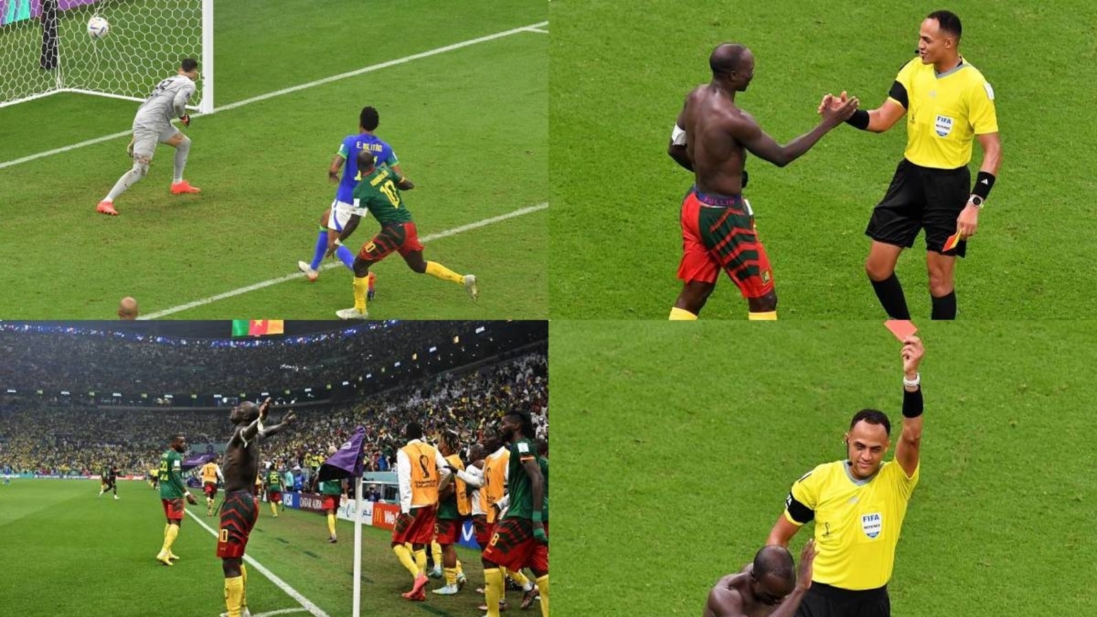 Watch: Referee’s act after showing red card to Cameron’s historic goal-scorer Aboubakar vs Brazil, goes viral