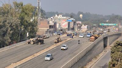 A trial of the single side of Chandigarh-Zirakpur flyover was also conducted on Friday. (HT File)