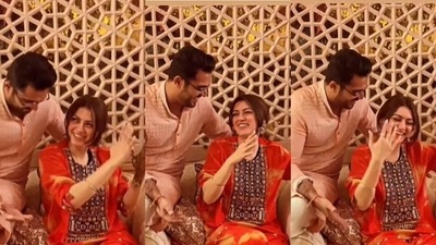 Hansika Motwani and Sohael Kathuriya during her mehendi ceremony. Hansika Motwani and Sohael Kathuriya during her mehendi ceremony.