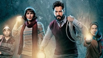 A still from Varun Dhawan and Kriti Sanon's Bhediya. A still from Varun Dhawan and Kriti Sanon's Bhediya.
