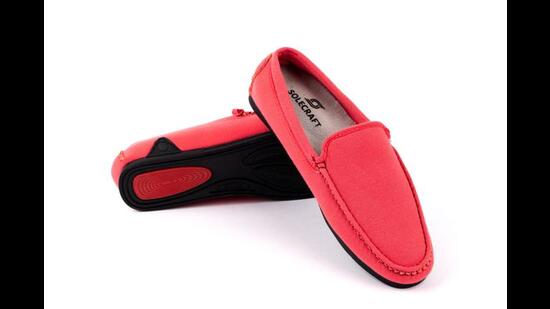 Wear eye popping colours for loafers like this Coral red, all season pair made with bamboo grass. (Loafers by Solecraft)