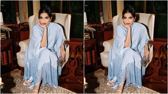 Sonam's fashion diary is worth a look.  A few days ago, the actor sported a long light blue dress and set big goals for winter fashion.  (Instagram/@sonamkapoor)