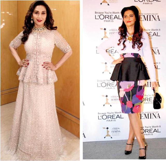 Sonam Kapoor and Madhuri Dixit’s peplum attire Sonam Kapoor and Madhuri Dixit’s peplum attire