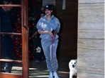 Malaika Arora sports denim-on-denim look for Saturday walk with pet dog Malaika Arora sports denim-on-denim look for Saturday walk with pet dog