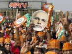 BJP supporters during a rally in Gandhinagar during the Gujarat elections.(PTI) BJP supporters during a rally in Gandhinagar during the Gujarat elections.(PTI)