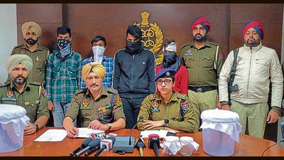 The accused in police custody in Mohali on Saturday. (HT Photo) The accused in police custody in Mohali on Saturday. (HT Photo)