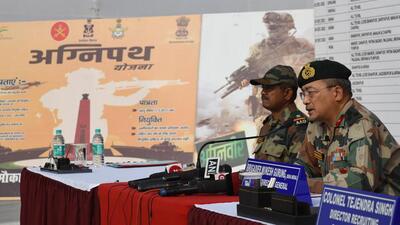 Brigadier Mukesh Gurung addresses a press conference regarding Agniveer recruitment rally at Danapur on Saturday. (Santosh Kumar) Brigadier Mukesh Gurung addresses a press conference regarding Agniveer recruitment rally at Danapur on Saturday. (Santosh Kumar)