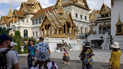 Grounds of the Grand Palace in Bangkok. Russian tourists return to Thailand as flights resume between Moscow and Phuket (Photo by Jack TAYLOR/AFP) Grounds of the Grand Palace in Bangkok. Russian tourists return to Thailand as flights resume between Moscow and Phuket (Photo by Jack TAYLOR/AFP)