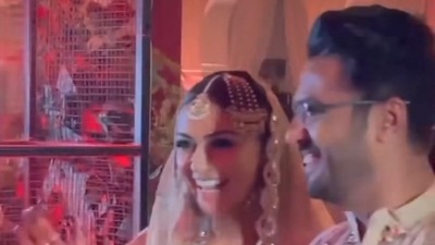 Hansika Motwani and fiancé Sohael Kathuriya walk into their Sufi night event ahead of their weekend wedding. Hansika Motwani and fiancé Sohael Kathuriya walk into their Sufi night event ahead of their weekend wedding.