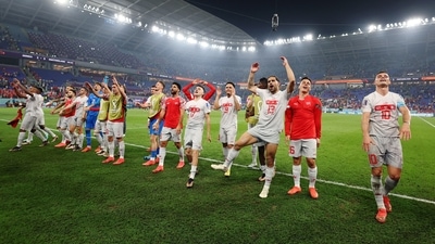 FIFA World Cup Qatar 2022 - Group G - Serbia v Switzerland - Switzerland players celebrate qualifying for the knockout stages REUTERS/Suhaib Salem     TPX IMAGES OF THE DAY (REUTERS)