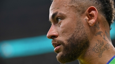 Brazil's forward #10 Neymar looks on during the Qatar 2022 World Cup Group G football match between Brazil and Serbia at the Lusail Stadium in Lusail Brazil's forward #10 Neymar looks on during the Qatar 2022 World Cup Group G football match between Brazil and Serbia at the Lusail Stadium in Lusail