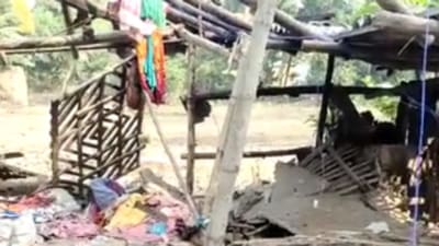 A blast ripped apart a house belonging to a TMC leader in the East Medinipur district (Twitter/screengrab)