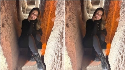 In black boots and tinted shades, Hina perfectly accessorised her look for the day. (Instagram/@realhinakhan) In black boots and tinted shades, Hina perfectly accessorised her look for the day. (Instagram/@realhinakhan)